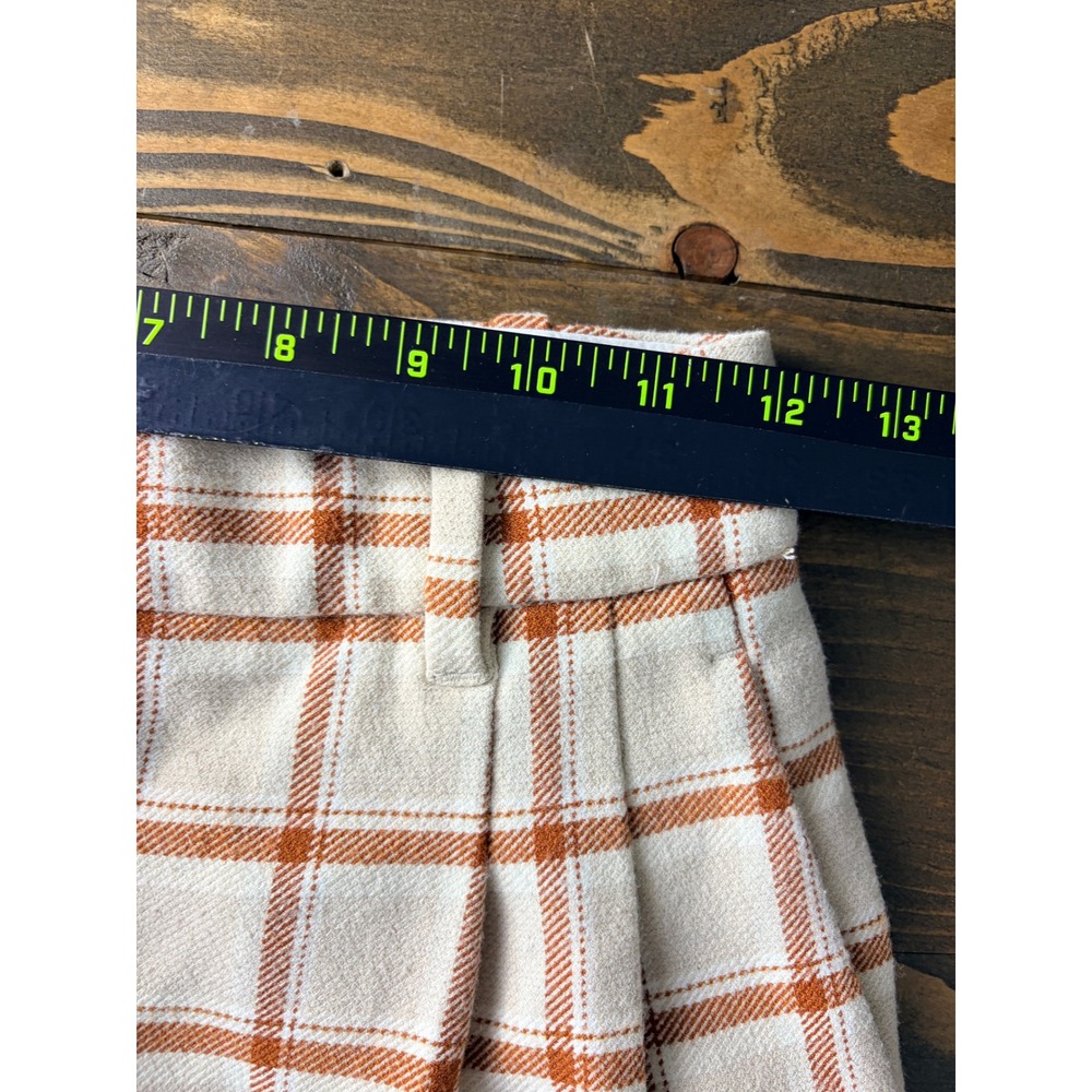 Aritzia Wilfred Trousers Womens 0 Tan Brown Plaid Pleated Wide Leg Pants - Picture 6 of 15